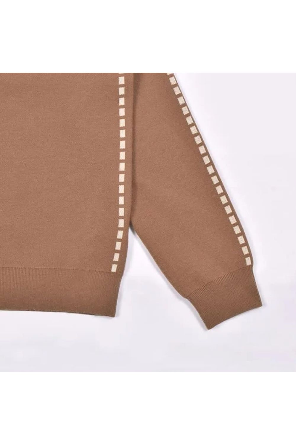 【26AW】【レディース】 STITCHING LINE KNIT / ステッチングライン クルーネックニット (ブラウン)*