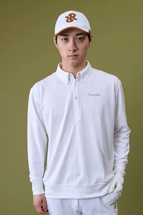 【26AW】 MENS GM JACQUARD POLO L/S / オリジナルテキスタイルジャガード ポロシャツ 長袖 (ホワイト)*