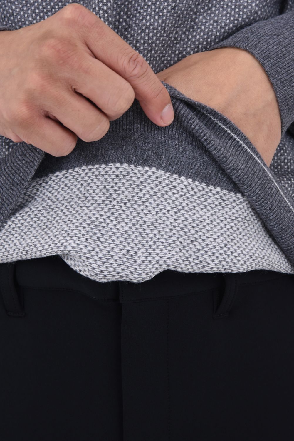 【25AW】 MEN'S MS BIRDS EYE LOGO CREWNECK KNIT / フロントロゴ バーズアイパターン クルーネックニット (グレー)