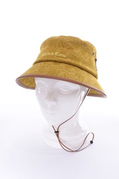 ESSENCE BUCKET HAT / オリジナルロゴジャカード ドローコード付き バケットハット (ブラウン)