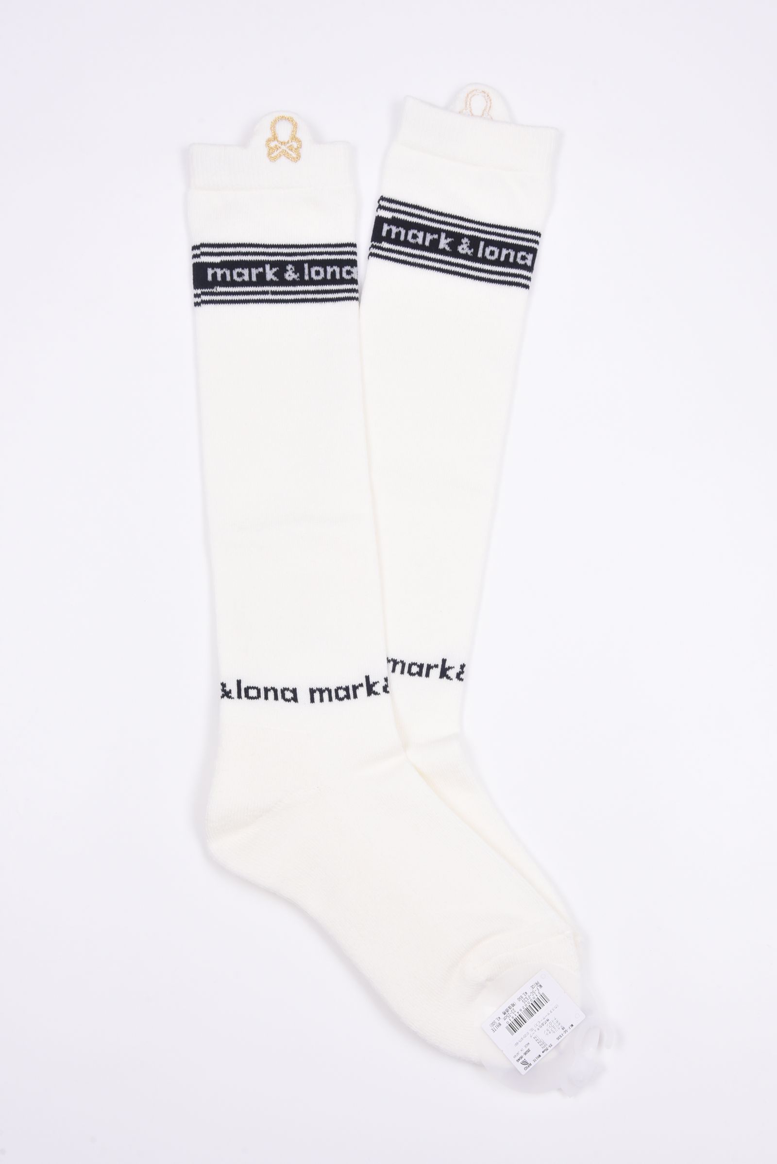 【レディース】 BUENA HIGH SOCKS / ロゴジャカード メタリック刺繍 ハイソックス (ホワイト)
