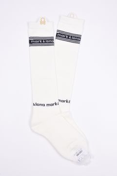 【レディース】 BUENA HIGH SOCKS / ロゴジャカード メタリック刺繍 ハイソックス (ホワイト)