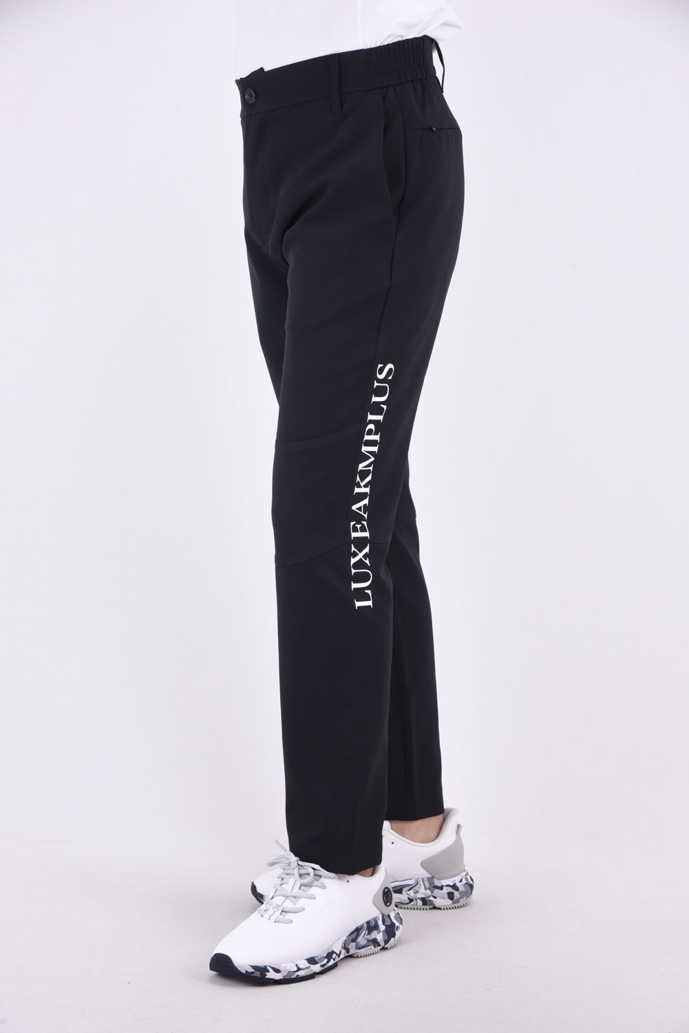 TRACK LONG PANTS / トラックロゴ ストレッチ ロングパンツ (ブラック)