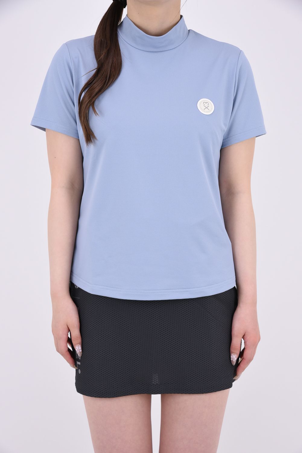 【ポイント10倍】 【26SS】【レディース】 DOT MESH MOCK TEE / ドットメッシュ モックネックTシャツ (ブルーグレー)