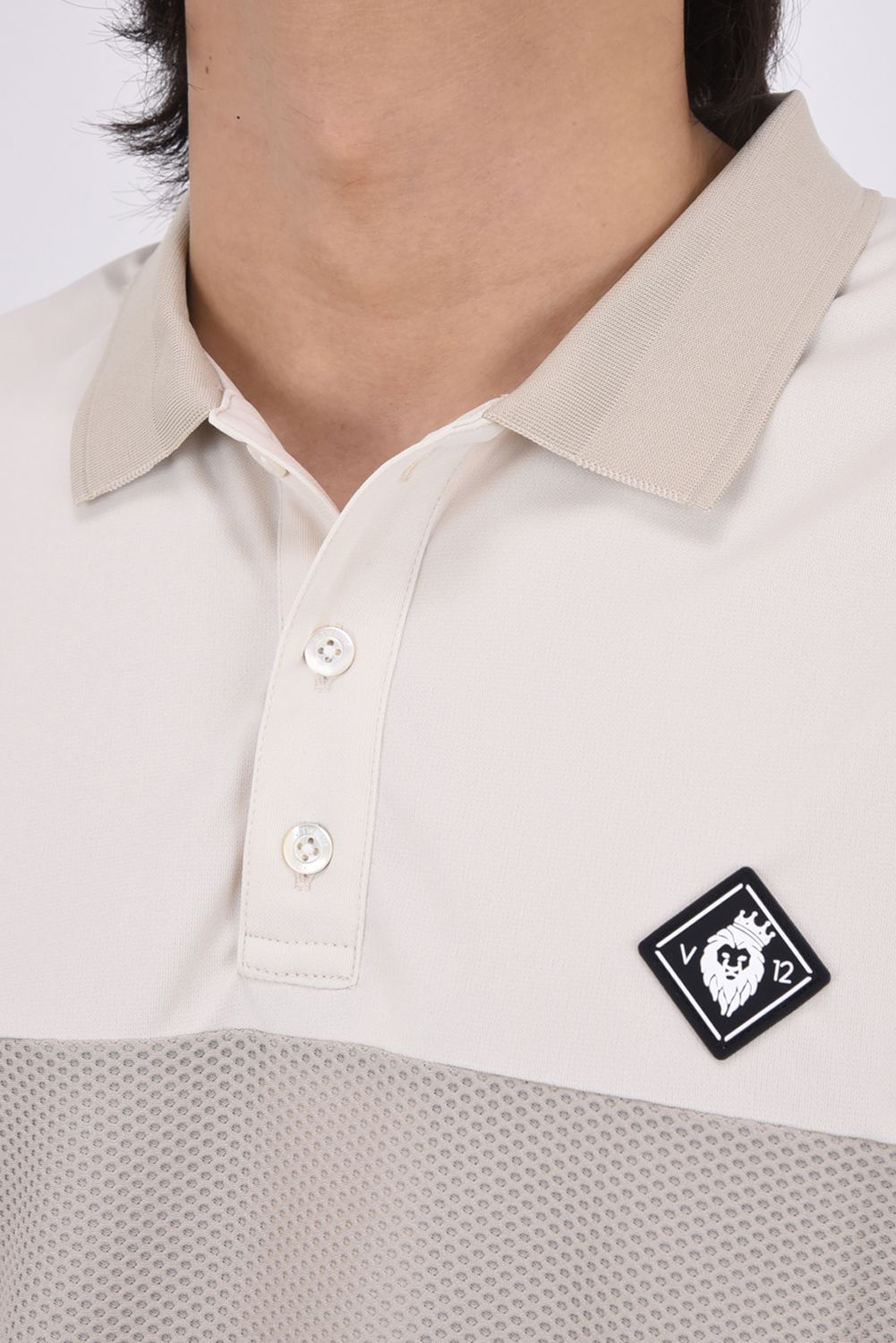 【ポイント10倍】【26SS】 AIRY AWA POLO / ワッフル生地 異素材切り替え ポロシャツ (ベージュ)