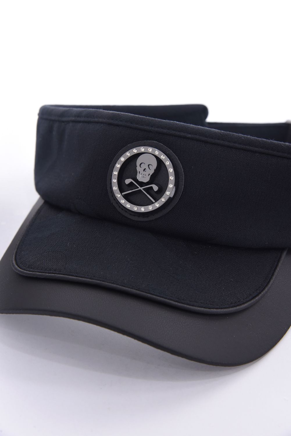 【26SS】 GAUGE CAMO LEATHER TRIM VISOR / カモフラージュパターン 異素材切り替え メタルプレート サンバイザー (ブラック)