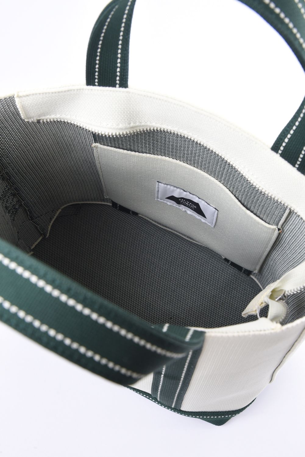 【26SS】 JACQUARD CART BAG / ジャカード織 ブランドレザーパッチ トートバッグ (マカダミア/グリーン)