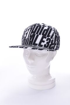 6 PANEL / 総柄ロゴ 6パネル フラットキャップ ホワイト
