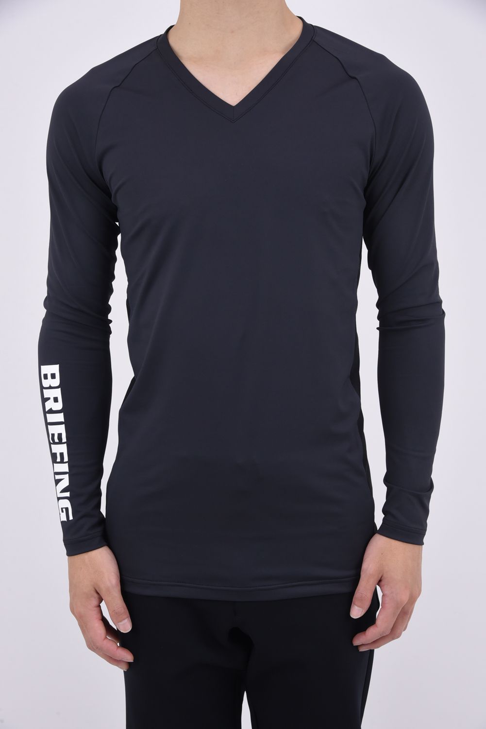 MENS UNDER SHIRT / ブランドロゴ Vネック ストレッチ アンダーシャツ (ブラック)