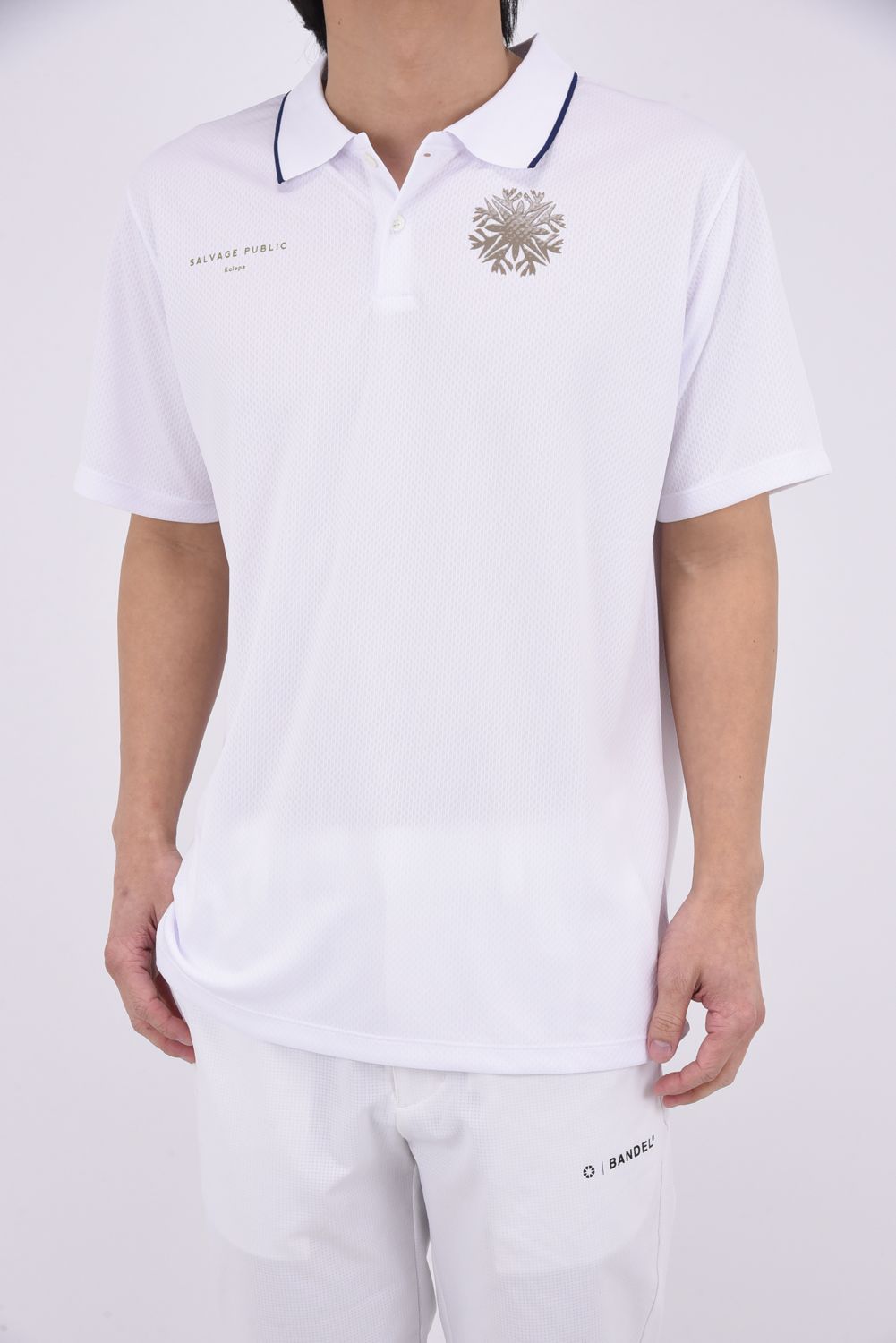 【26SS】 Hunakai Mesh Polo S/S（NeverUp） / メッシュ素材 バックプリント ポロシャツ (ホワイト）