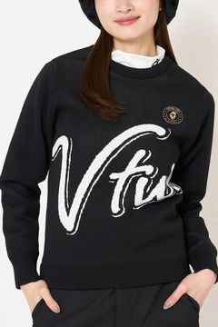 【26AW】【レディース】 BIG HICKY KNIT / ビッグロゴ 防風裏地付き クルーネックニット (ブラック)