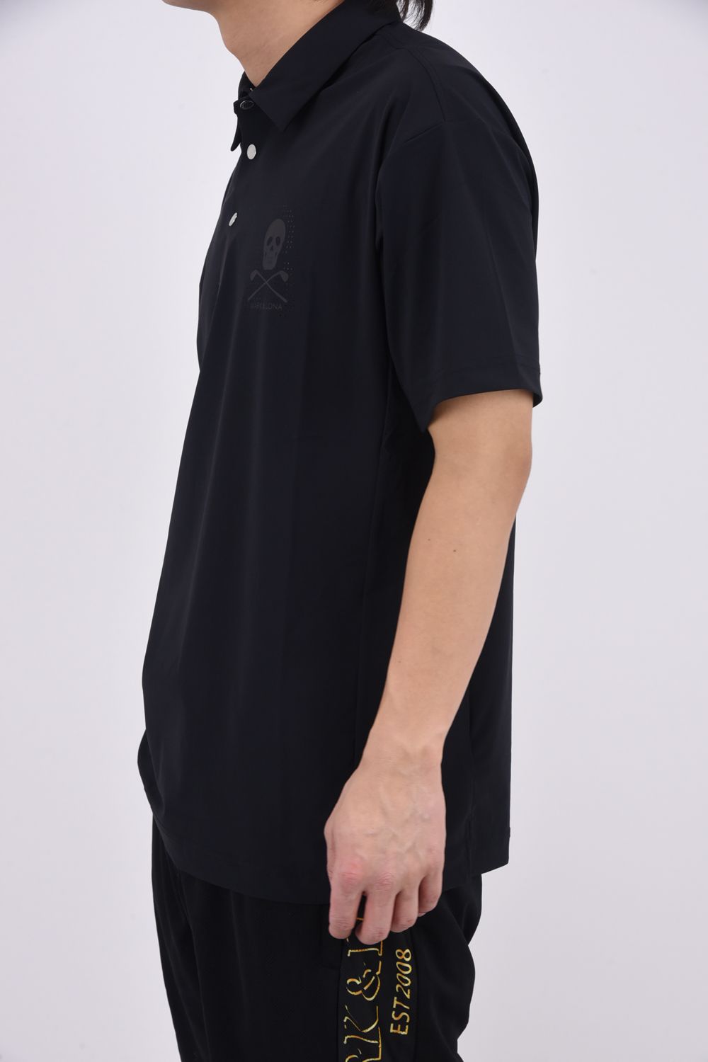【26SS】 ROGUE AIRFLOW POLO / パンチングスカルロゴ ナイロンポロシャツ (ブラック)