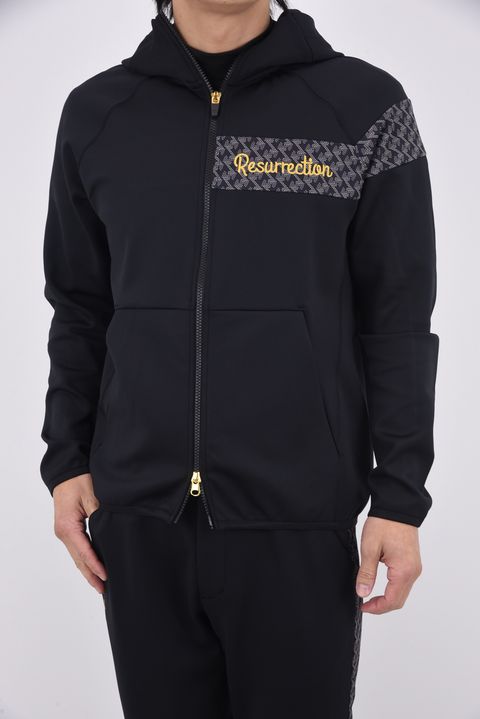 【26SS】 GM ACCENT LINE ZIP UP PARKER / モノトーンシリーズ アクセントライン ジップアップパーカー (ブラック)*