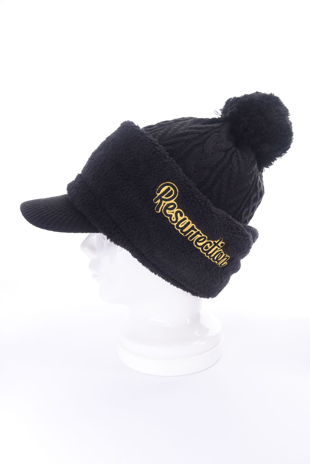 VISOR KNIT CAP / バイザー ニットキャップ（ネックウォーマー付き） (ブラック)