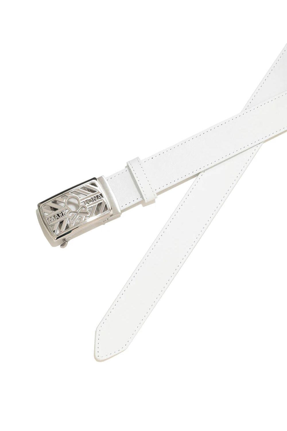HOLLOW SKULL ADJUST LEATHER BELT / ブランクスカルバックル 無段階調整レザーベルト (ホワイト)