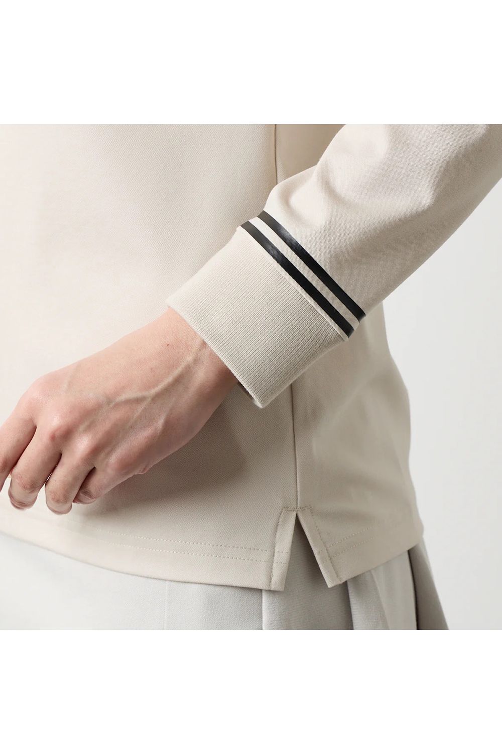 【25AW】【レディース】 BICOLOR POLO / バイカラー長袖ポロ (ベージュ)