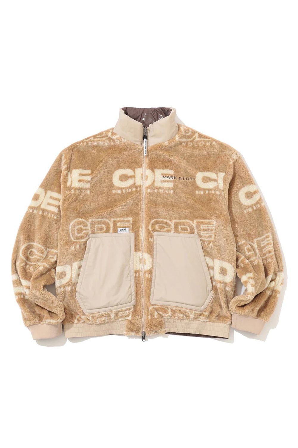 【2025AW】【CDEシリーズ】 DSBJ / ナイロンタフタ ボアジャカード リバーシブル ジップブルゾン (ベージュ)