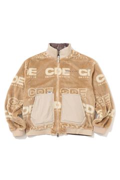 【2025AW】【CDEシリーズ】 DSBJ / ナイロンタフタ ボアジャカード リバーシブル ジップブルゾン (ベージュ)