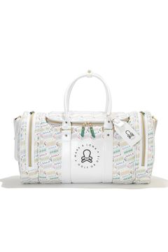DÉPÊCHE DUFFEL BAG / シンセティックレザー ジオメトリックパターン ドラム式2WAYボストンバッグ (ホワイト)