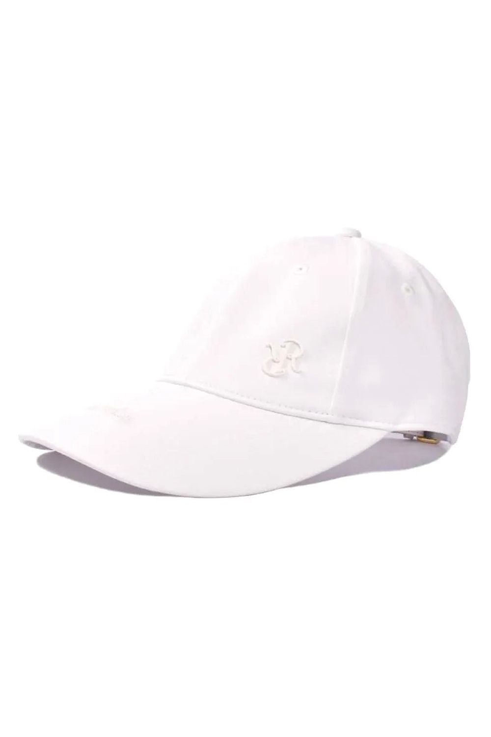 【26SS】 WIDE BRIM CAP / ブランドロゴ刺繍 本革ベルト つば広キャップ (ホワイト)