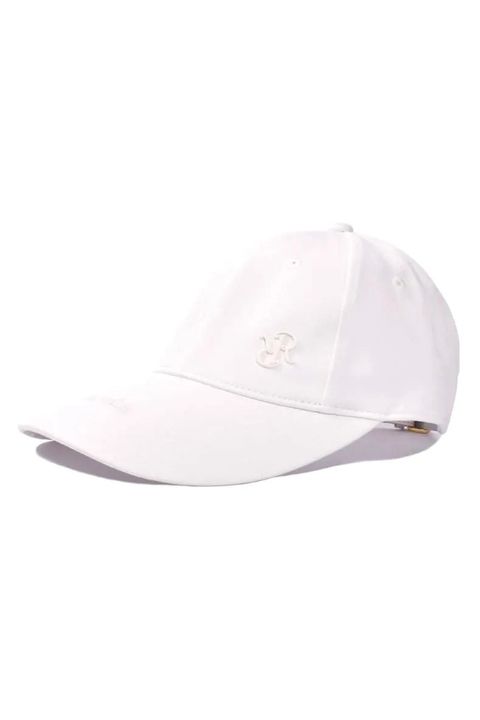 【26SS】 WIDE BRIM CAP / ブランドロゴ刺繍 本革ベルト つば広キャップ (ホワイト)