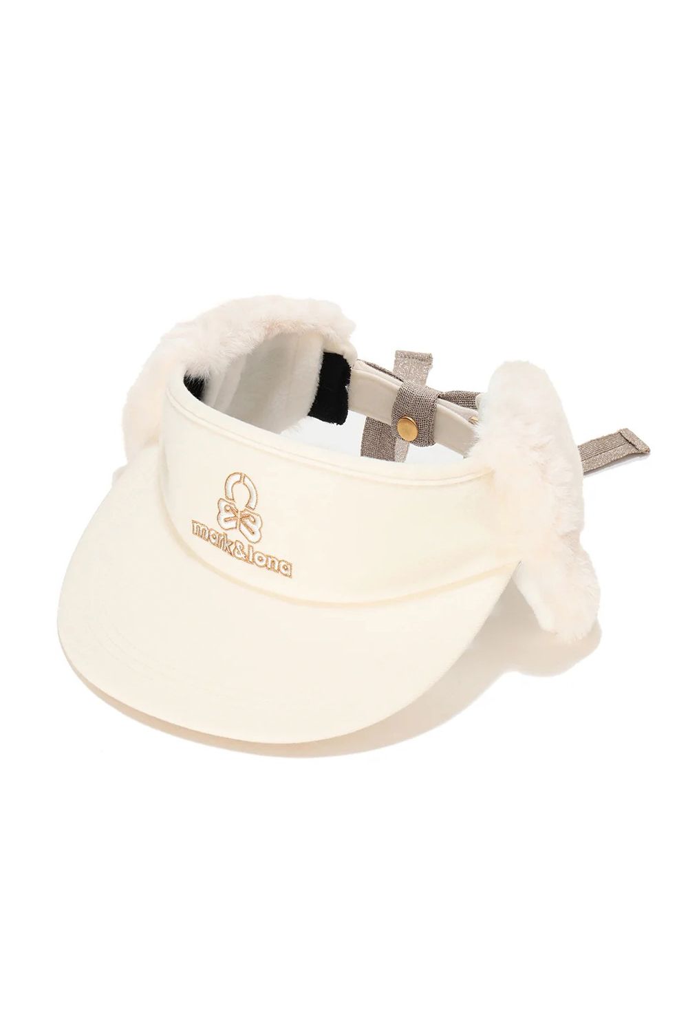 【26AW】【レディース】 FLEUR FUR RIBBON VISOR / 3Dロゴ刺繍 イヤーマフ付き 2WAYリボンサンバイザー (ホワイト)