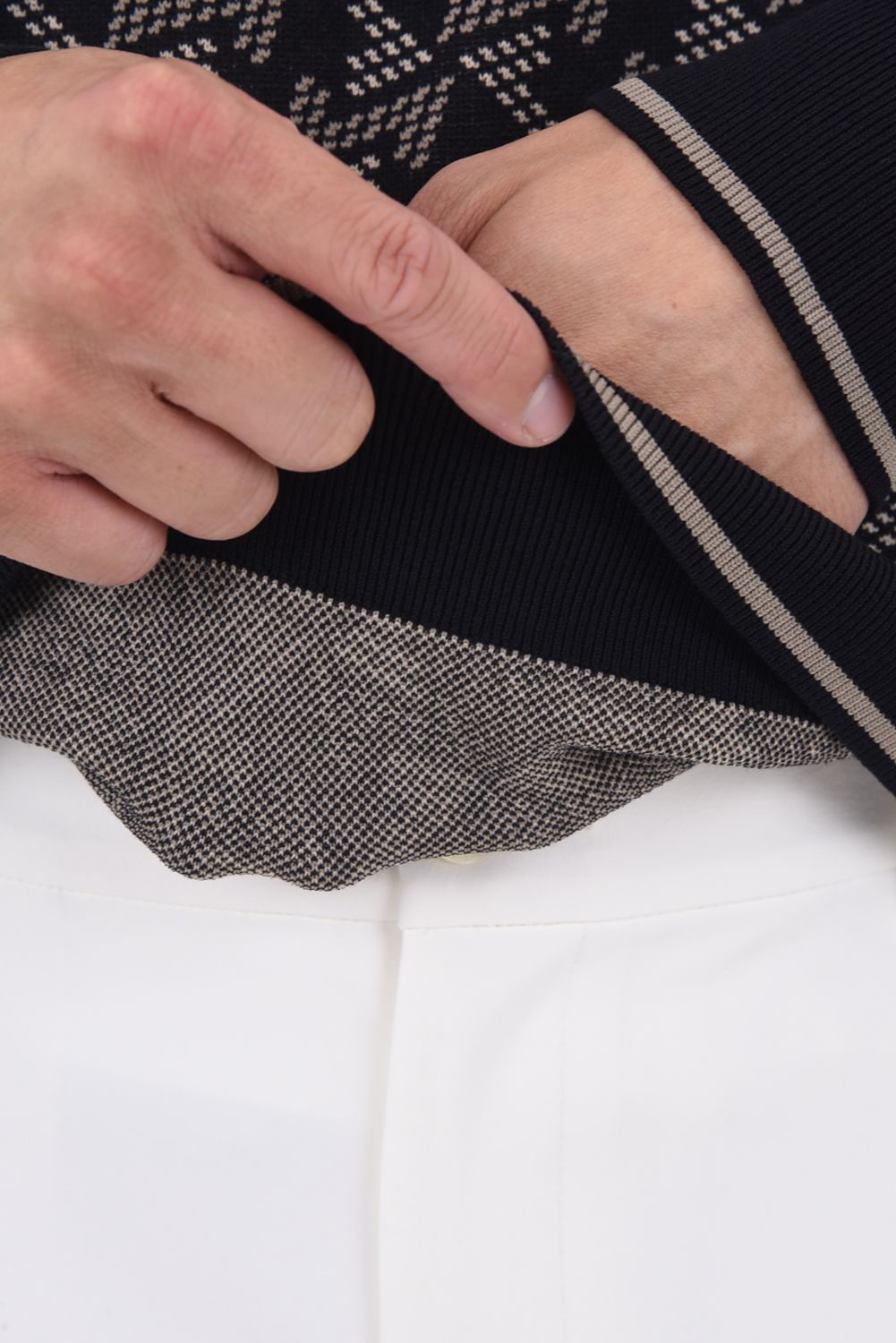 【25AW】 GM JACQUARD LIGHT KNIT / GMジャカード クルーネック ライトニット (ブラック)*