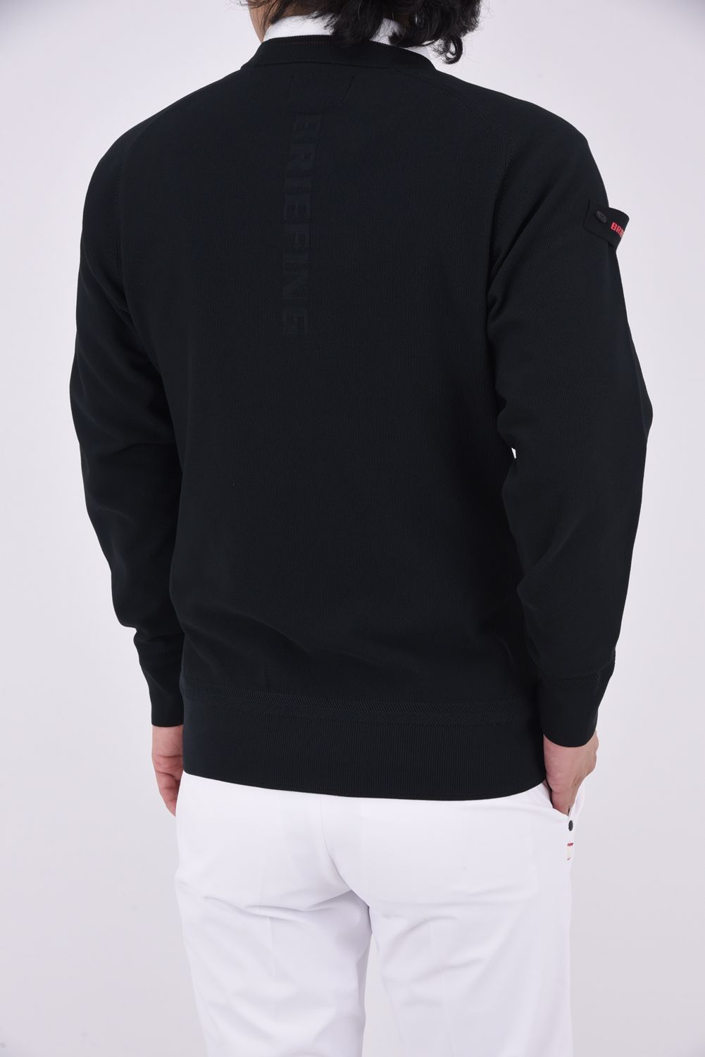 MEN'S WR CREWNECK KNIT / バックロゴ 超撥水糸 クルーネックニット (ブラック)