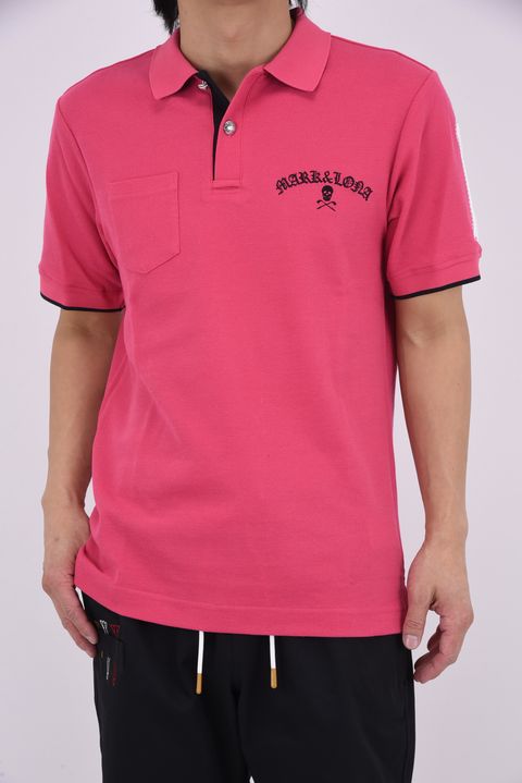 【26SS】 BONES PIQUE POLO / カノコ素材 ジャパンメイド BONEプリント ポロシャツ (ピンク)