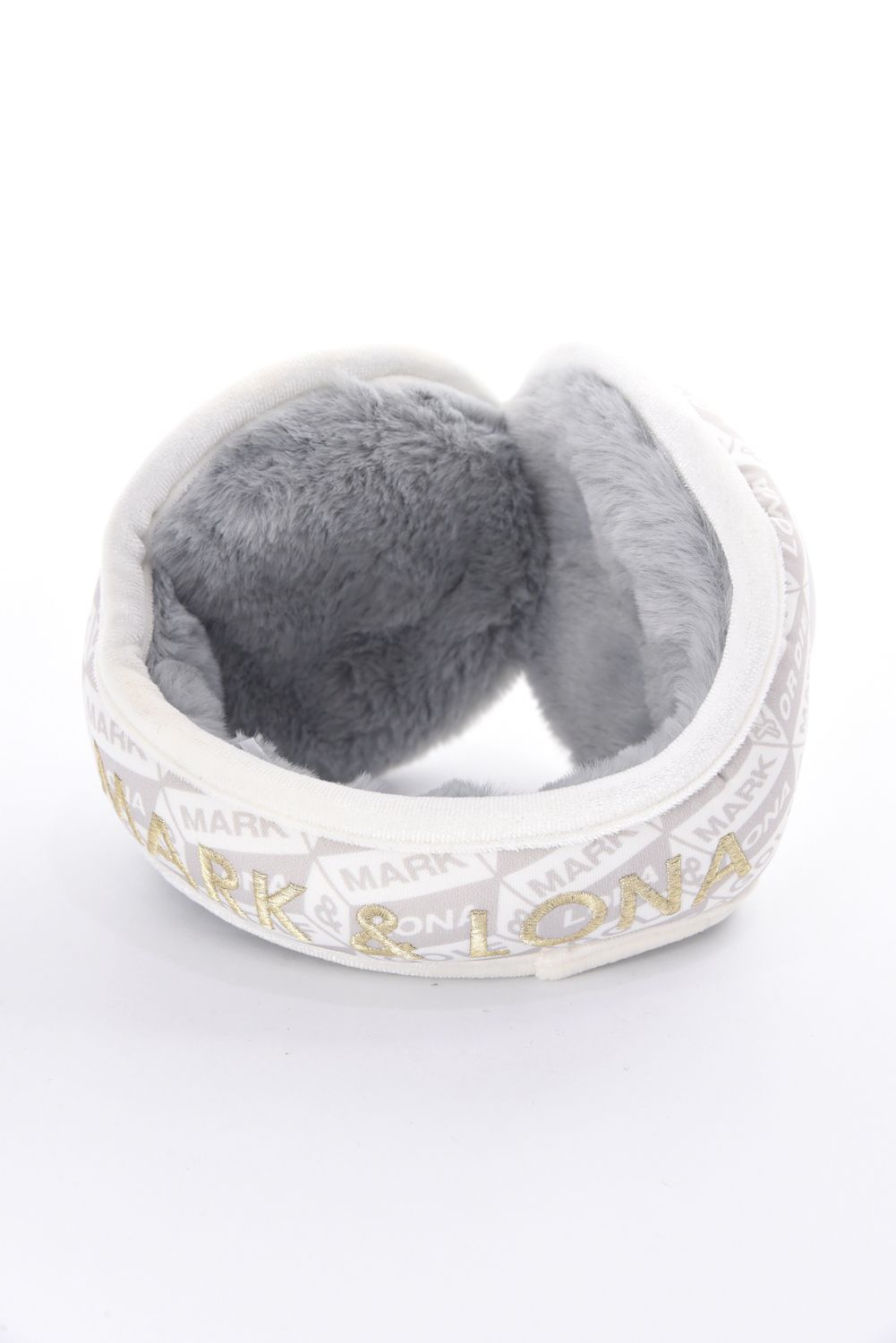DÉPÊCHE ECO FUR EARMUFFS / エコファー ジオメトリックパターン イヤーマフ (ホワイト)