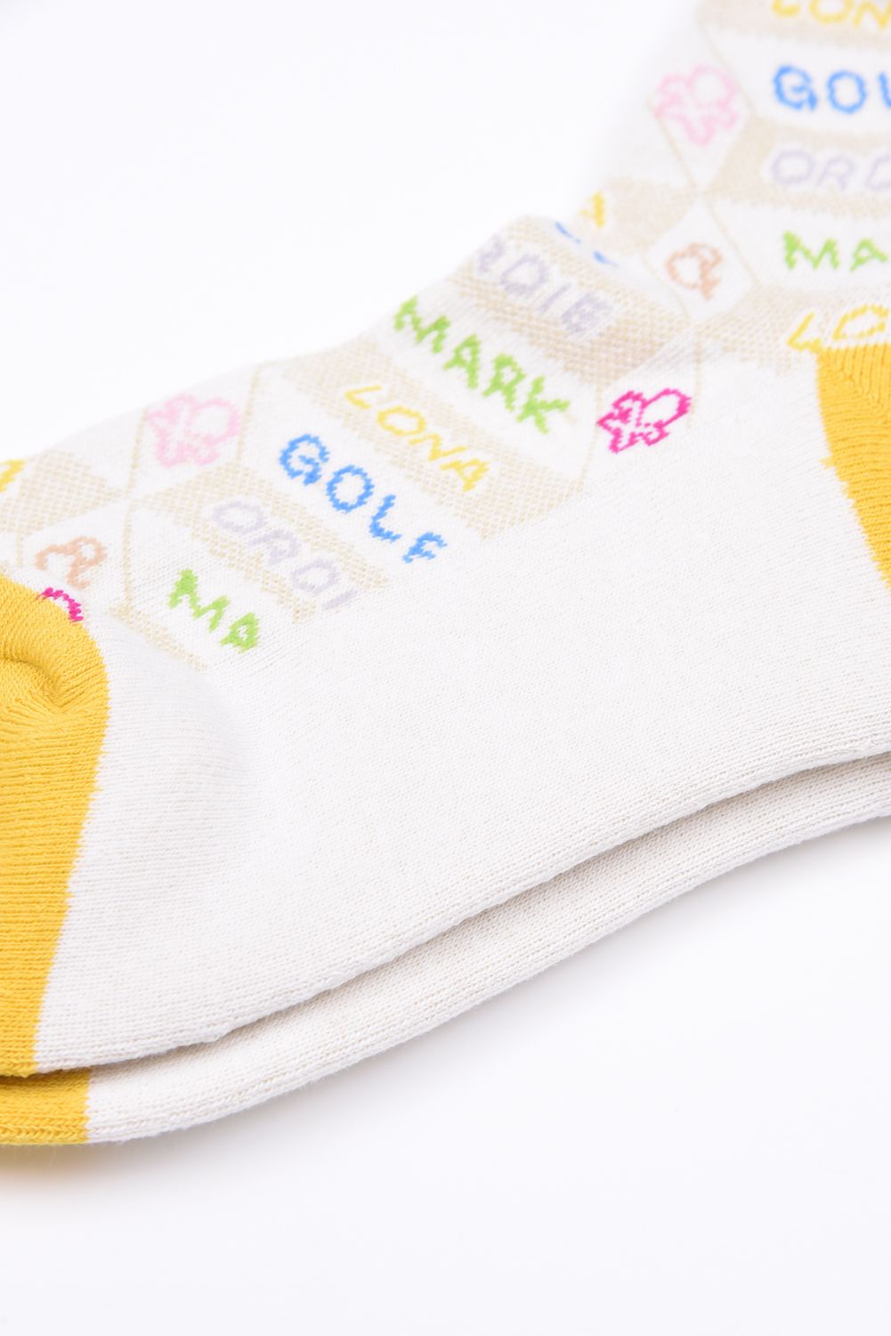 【レディース】 DÉPÊCHE COLOR BLOCK CREW SOCKS / ジオメトリックパターン ハイクルーソックス (ホワイト)