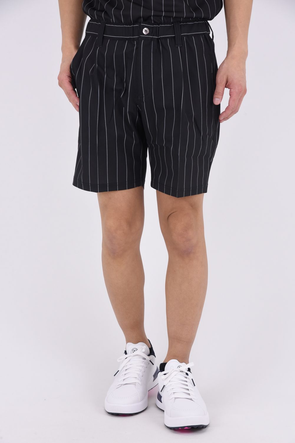 【26SS】 STRIPE TUCK HALF PANTS / ピンストライプ タックショートパンツ (ブラック)
