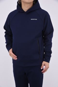 MEN'S WARM 3D LOGO HOODIE / 3Dロゴ ストレッチジャージ プルオーバー フーディー (ネイビー)