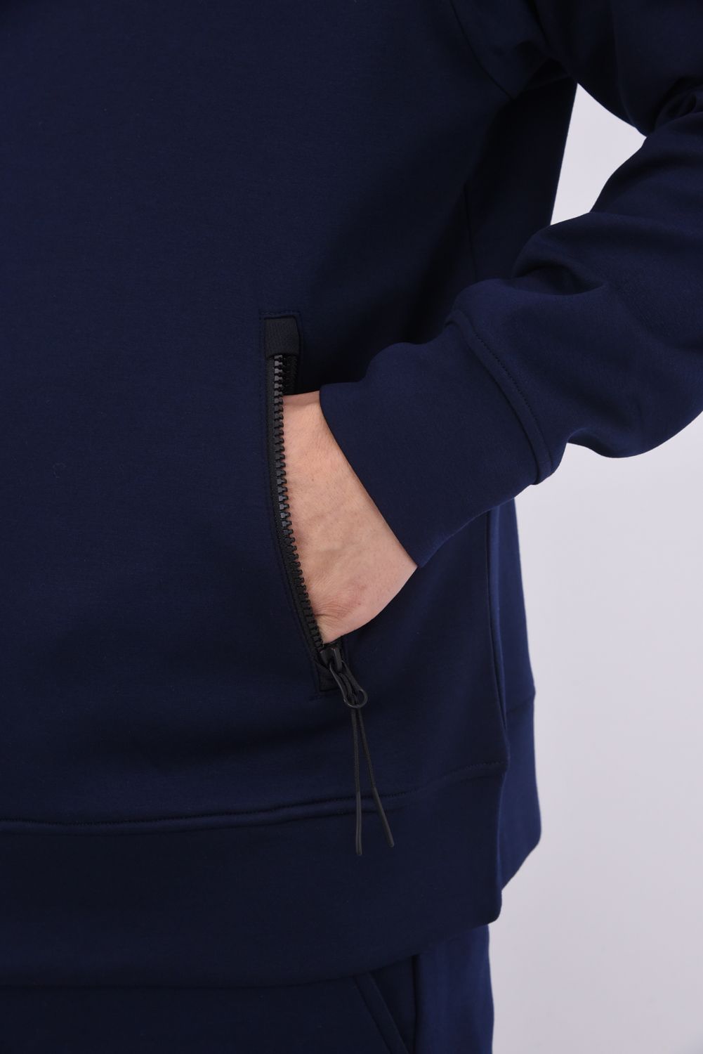 MEN'S WARM 3D LOGO HOODIE / 3Dロゴ ストレッチジャージ プルオーバー フーディー (ネイビー)