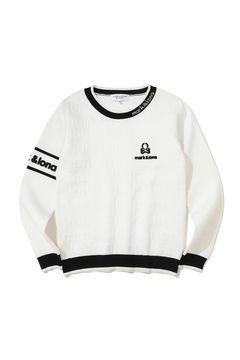 【26SS】【レディース】 MERIDIAN EMBOSS LOGO KNIT / バイカラー エンボス風ロゴジャカード ニットプルオーバー (ホワイト)