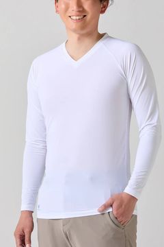 【返品・交換不可】 ICE MESH VNECK / Vネック メッシュ 機能性冷感インナー (ホワイト) (ユニセックス)