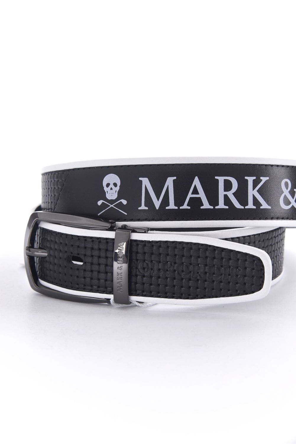 【26SS】 PANZA WEAVE LEATHER BELT / トリムデザイン バスケットウィーブ型押し レザーベルト (ブラック)