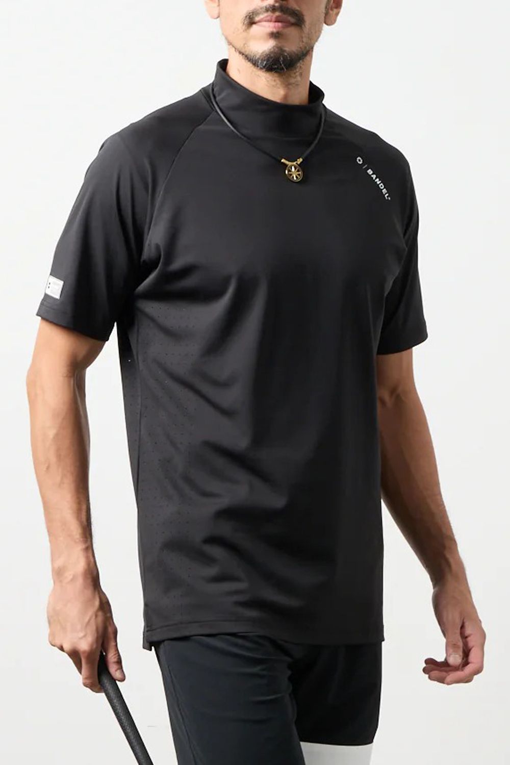 【26SS】 HEAT PUNCHING MOCK NECK / バックロゴ パンチング モックネックTシャツ (ブラック)
