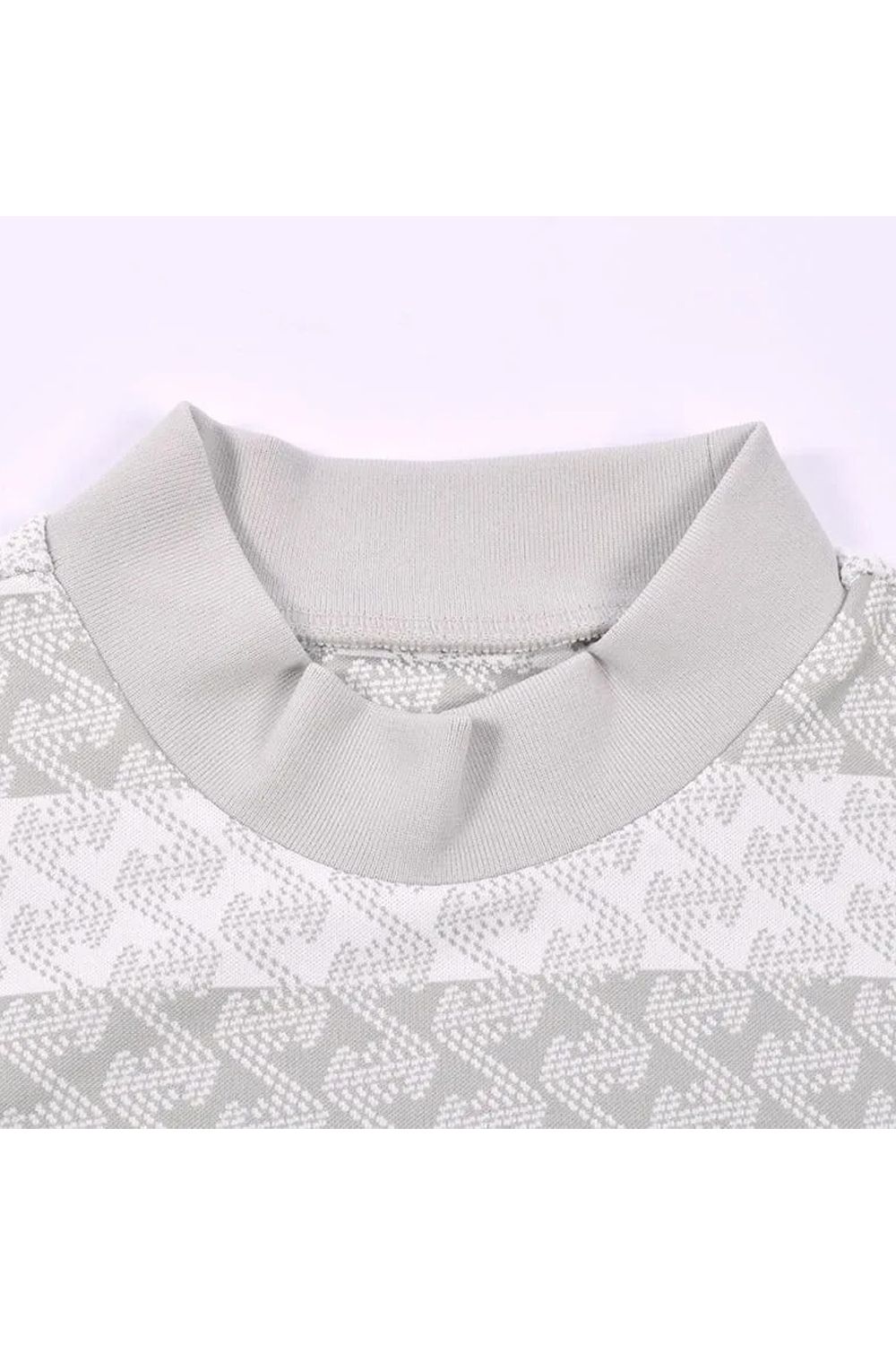 【26SS】【レディース】 GM STRIPE JACQUARD MOCK NECK / ストライプジャガード モックネックTシャツ (グレー)*