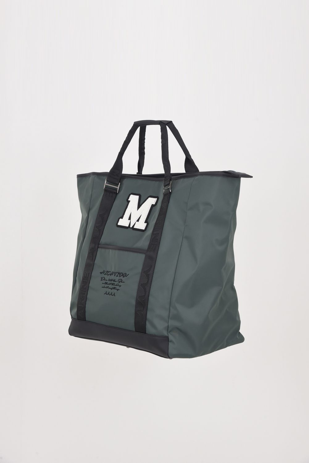 BIG TOTE BAG / ナイロン ビッグロゴ BIGトートバッグ (ショルダーストラップ付き) (グリーン)