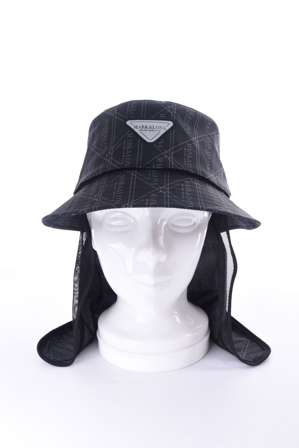 【26SS】【CODE COLLECTION】 TGHT / ジオメトリックパターン サンシールド付き バケットハット (ブラック)