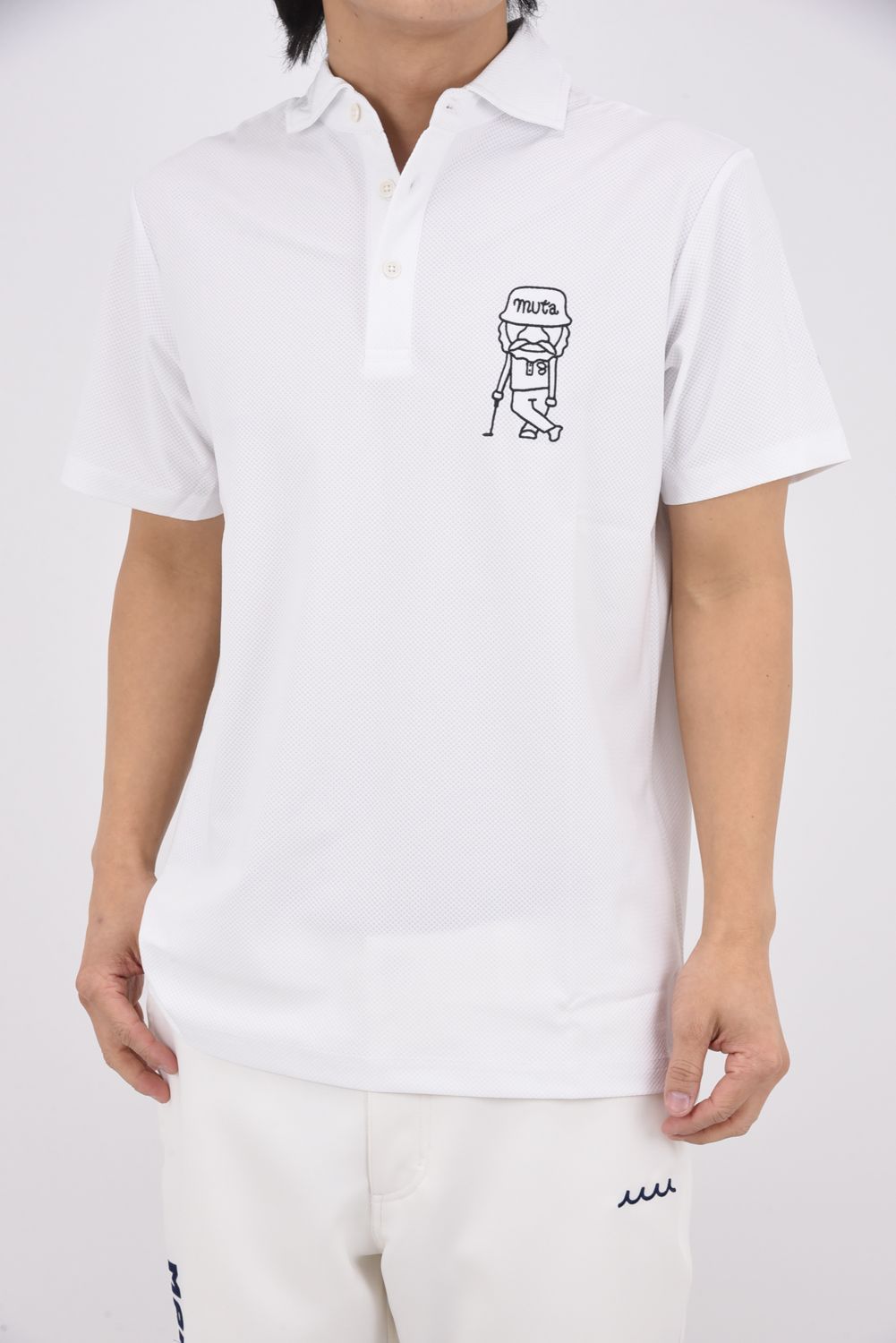 【26SS】 BLISTER KNIT JACQUARD POLO SHIRT / ブリスターニット ジェントル刺繍ワッペン ポロシャツ (ホワイト)