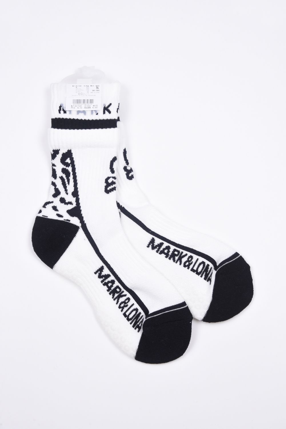 【26SS】【レディース】 PANTERA GRIP CREW SOCKS / レオパードパターン ジャパンメイド レイヤード風クルーソックス (ホワイト)