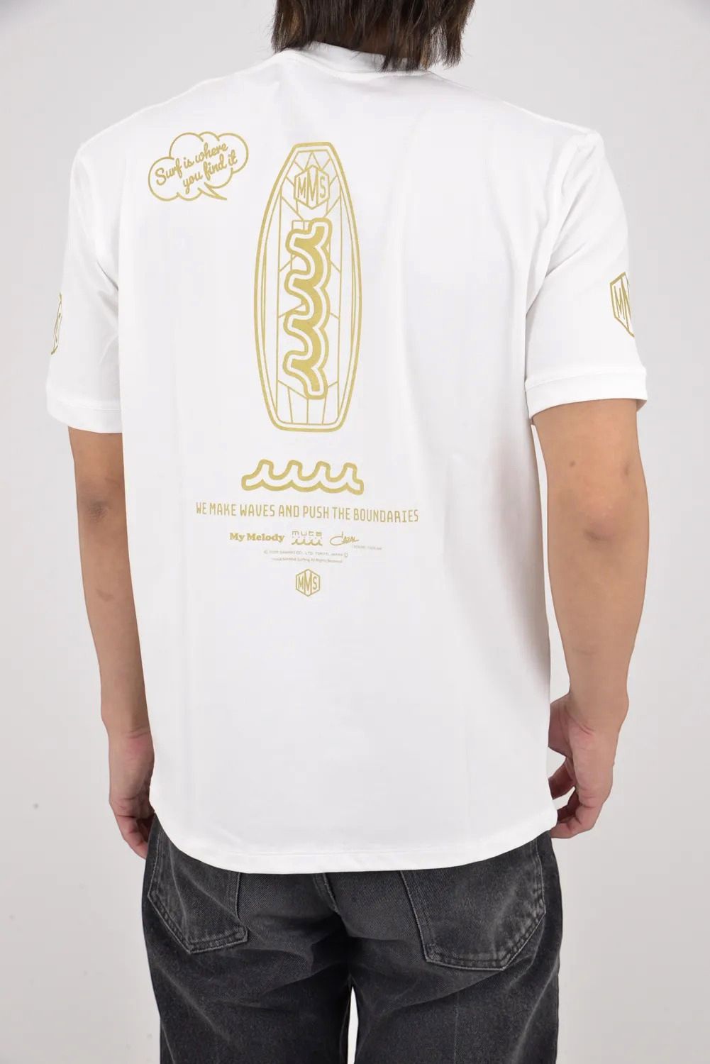 【26SS】 My Melody × muta MARINE SURFING ストレッチTシャツ / MyMelodyコラボレーション Tシャツ (ホワイト)