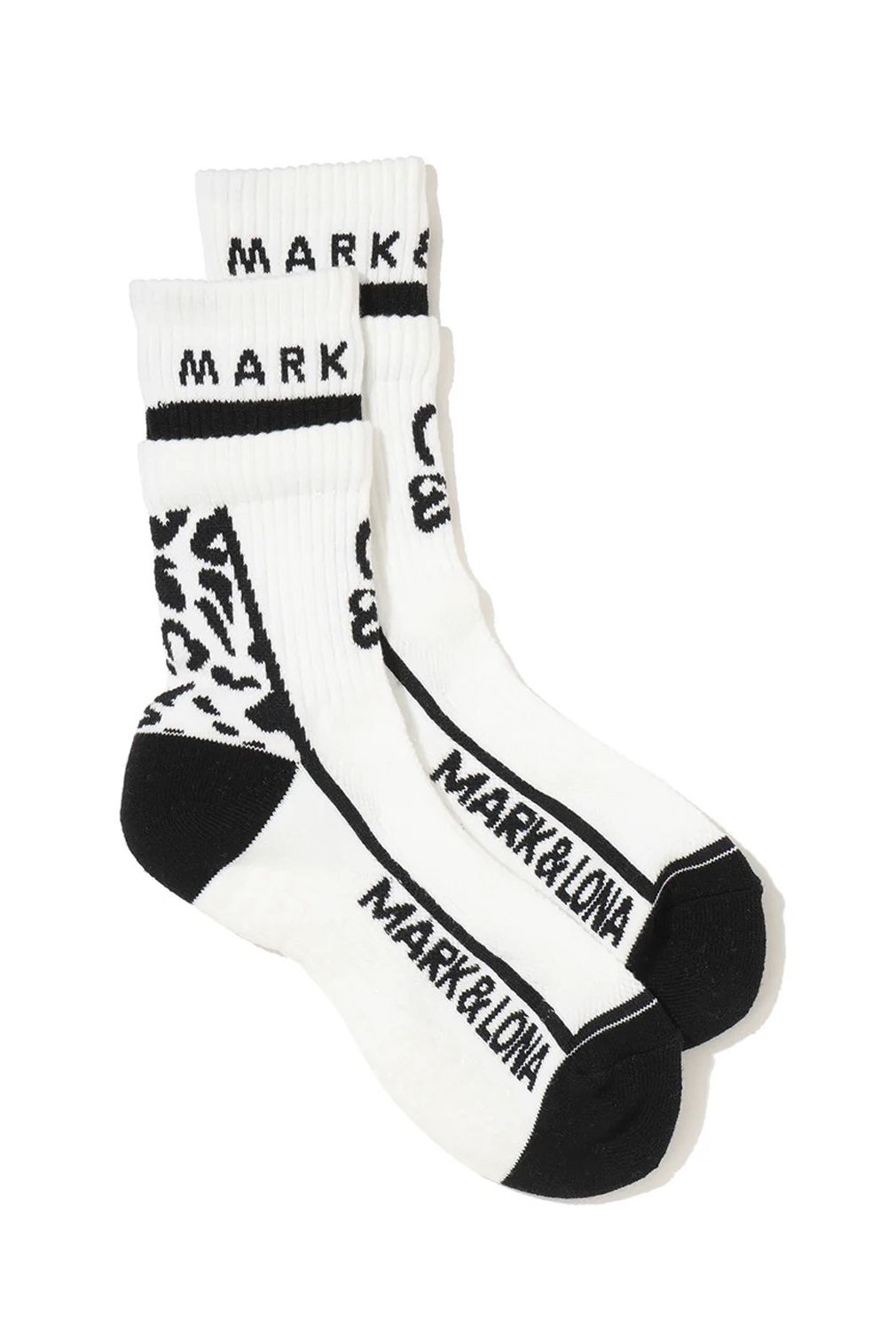 【26SS】【レディース】 PANTERA GRIP CREW SOCKS / レオパードパターン ジャパンメイド レイヤード風クルーソックス (ホワイト)