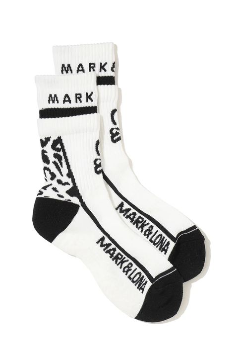 【26SS】【レディース】 PANTERA GRIP CREW SOCKS / レオパードパターン ジャパンメイド レイヤード風クルーソックス (ホワイト)