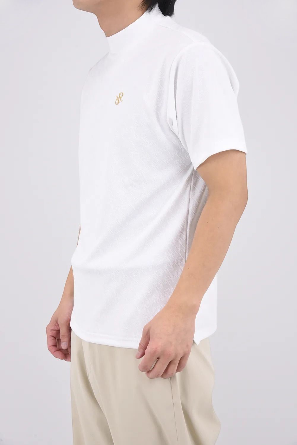 【26AW】 MENS GM JACQUARD MOCK NECK / ジャガード モックネックTシャツ (ホワイト）*