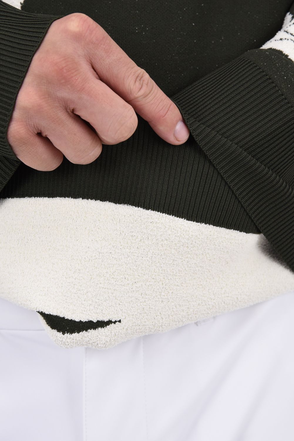 【26AW】 JACQUARD HALF-ZIP KNIT DANCING CRANE / 折鶴ジャガード ハーフジップニット (カーキ)