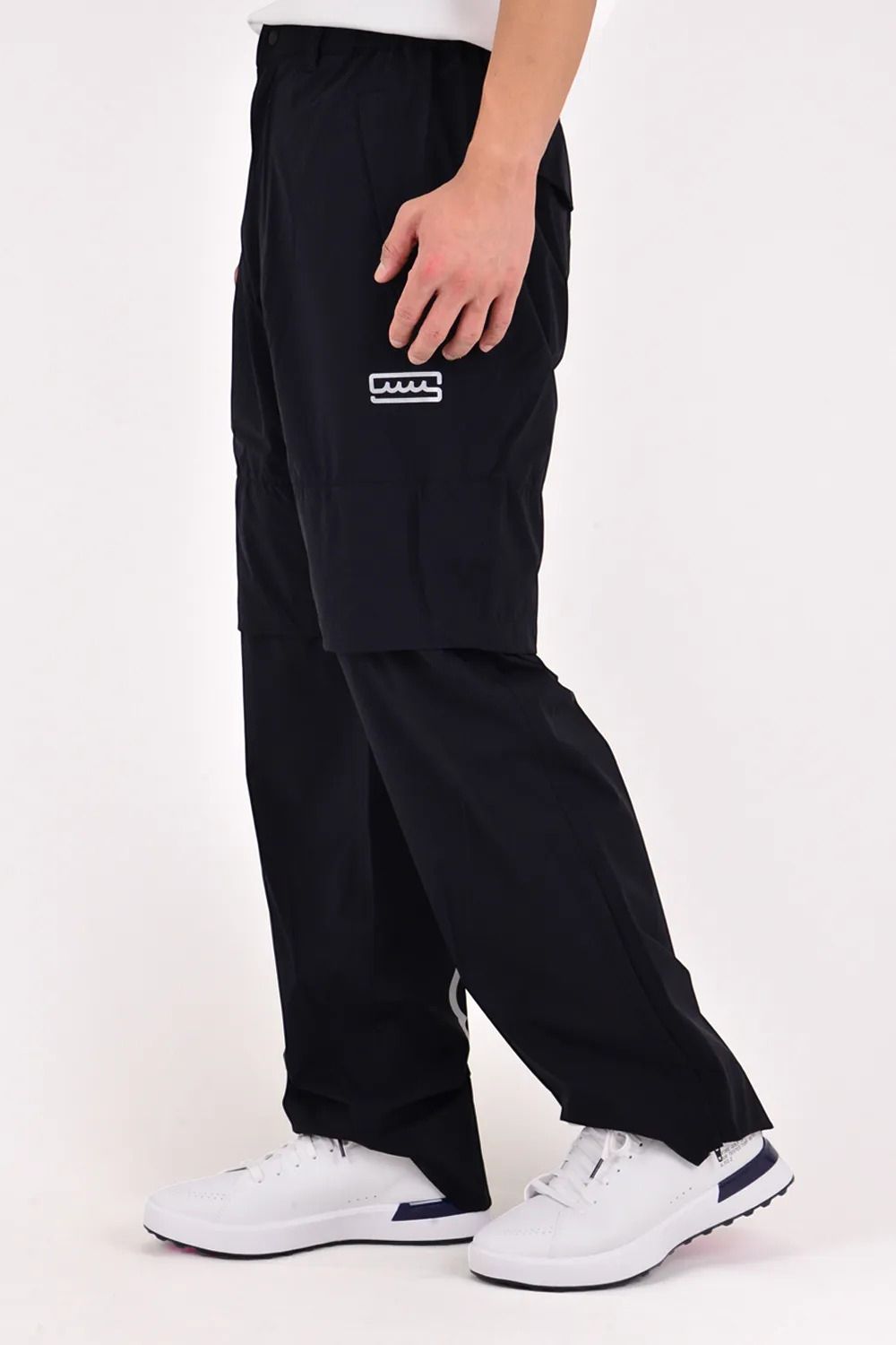 【26SS】 2WAY RAIN PANTS / ウェーブロゴ 袖切り替え 2WAYレインパンツ (ブラック)