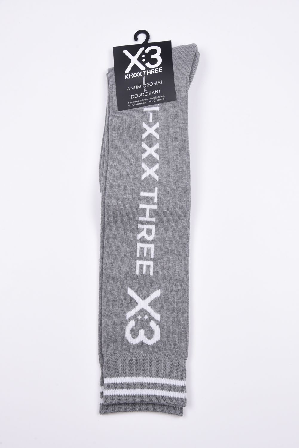 【レディース】 KNEE HI SOCKS / ブランドロゴ ニーハイソックス (グレー杢)